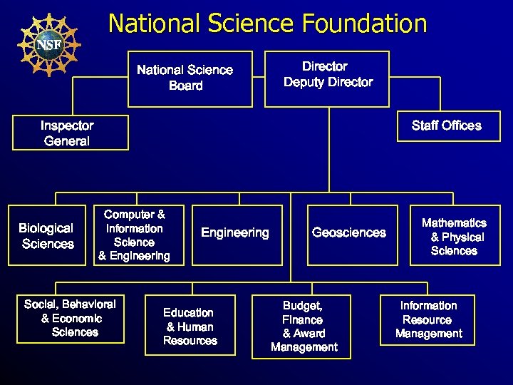National Science Foundation National Science Board Director Deputy Director Inspector General Biological Sciences Staff