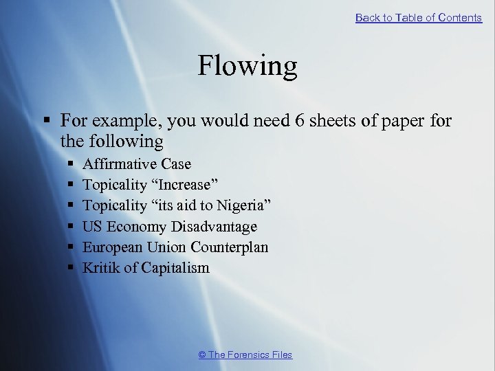 Back to Table of Contents Flowing § For example, you would need 6 sheets