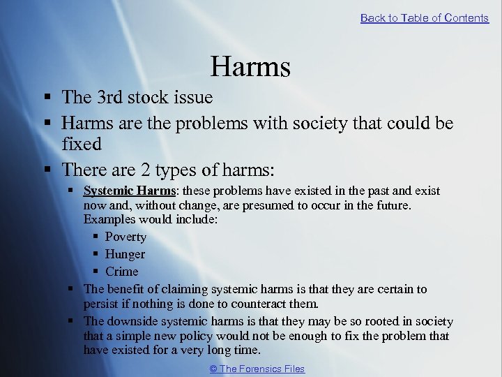 Back to Table of Contents Harms § The 3 rd stock issue § Harms