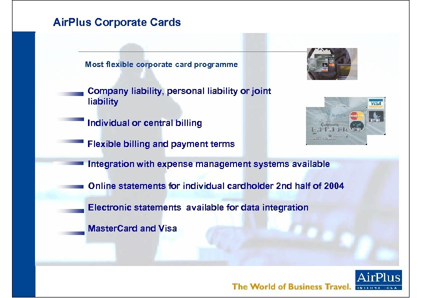 Air. Plus Corporate Cards Most flexible corporate card programme Company liability, personal liability or