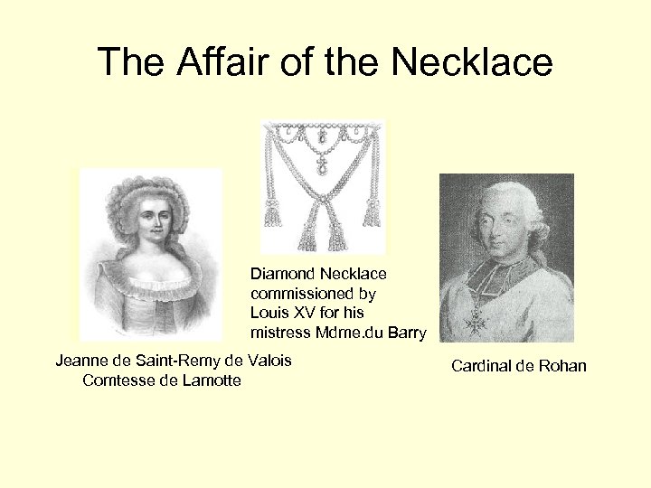 The Affair of the Necklace Diamond Necklace commissioned by Louis XV for his mistress