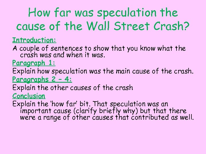 How far was speculation the cause of the Wall Street Crash? Introduction: A couple