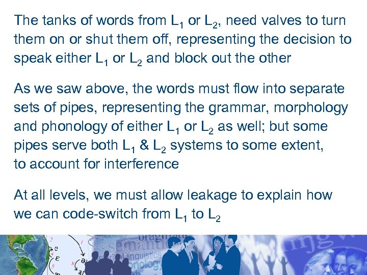 The tanks of words from L 1 or L 2, need valves to turn