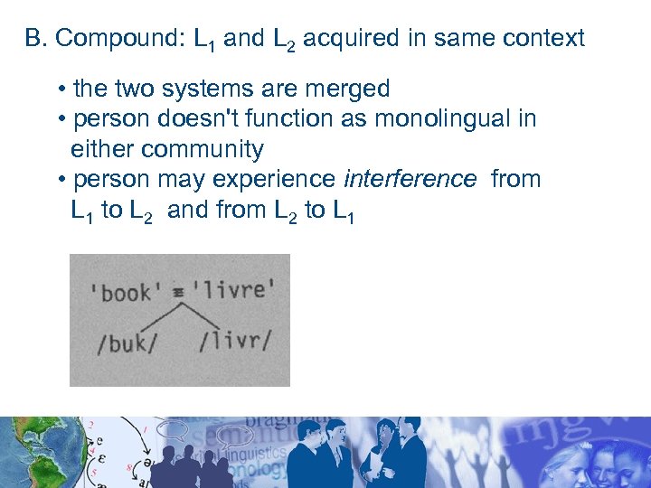 B. Compound: L 1 and L 2 acquired in same context • the two