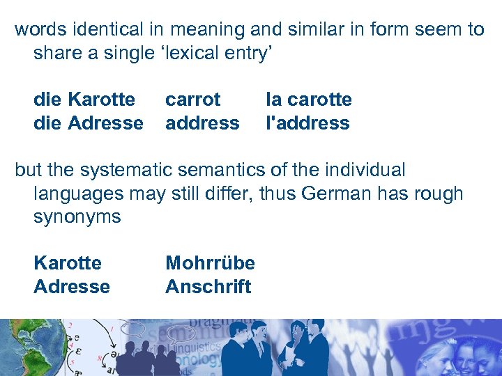 words identical in meaning and similar in form seem to share a single ‘lexical