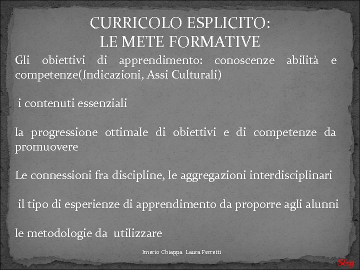CURRICOLO ESPLICITO: LE METE FORMATIVE Gli obiettivi di apprendimento: conoscenze abilità e competenze(Indicazioni, Assi