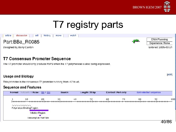 T 7 registry parts 40/86 