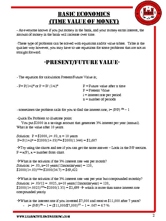 Basic economics (time value of money) - As everyone knows if you put money