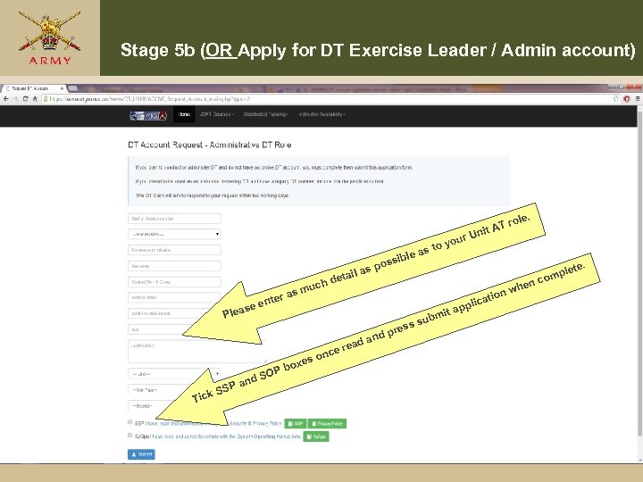 Stage 5 b (OR Apply for DT Exercise Leader / Admin account) ole. y