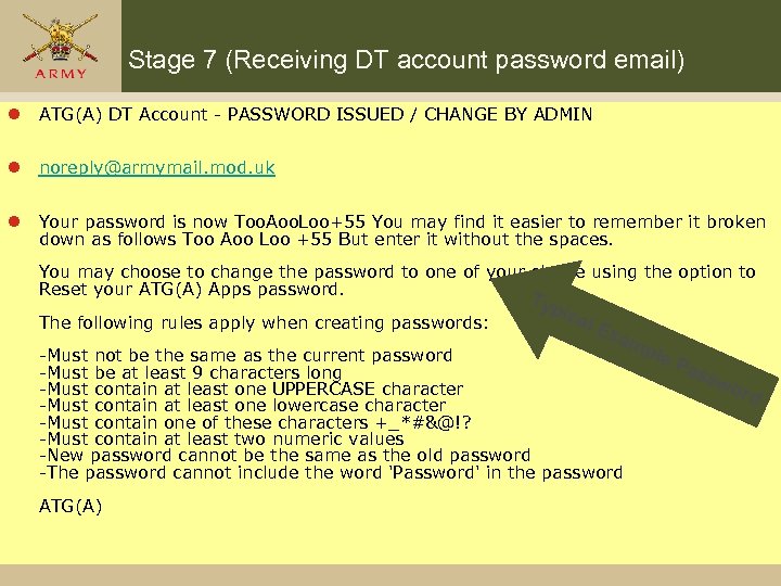 Stage 7 (Receiving DT account password email) l ATG(A) DT Account - PASSWORD ISSUED