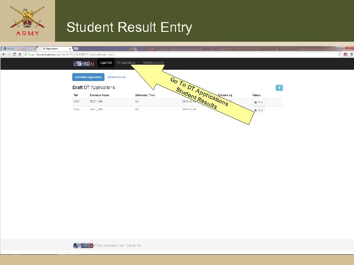 Student Result Entry Go To Stu DT Ap den p t R licati esu