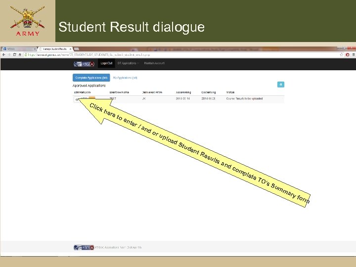 Student Result dialogue Cli ck her e to en t er / an d