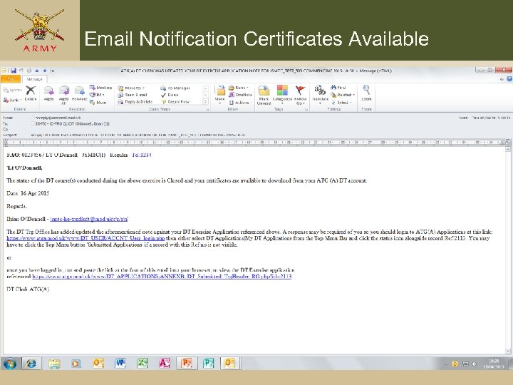 Email Notification Certificates Available 