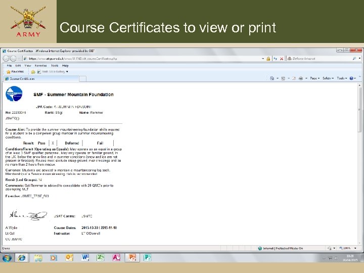 Course Certificates to view or print 