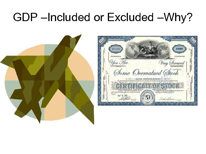 GDP –Included or Excluded –Why? 