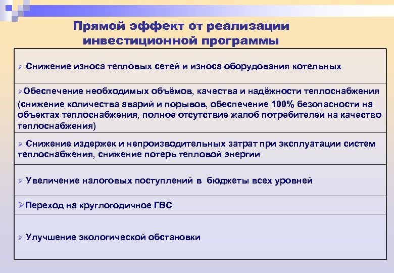 Проект инвестиционной программы по теплоснабжению