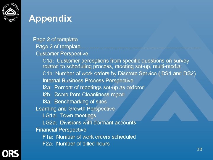 Appendix Page 2 of template………………. Customer Perspective C 1 a: Customer perceptions from specific