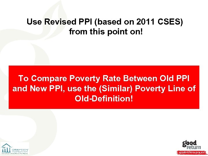 Use Revised PPI (based on 2011 CSES) from this point on! To Compare Poverty