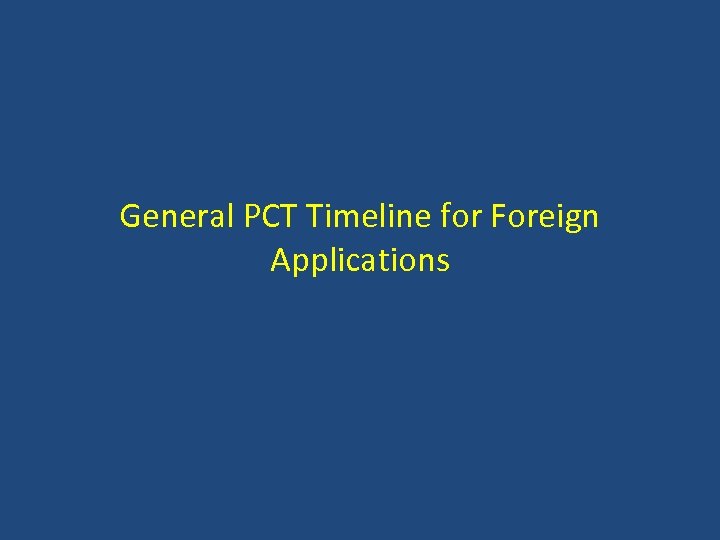 General PCT Timeline for Foreign Applications 