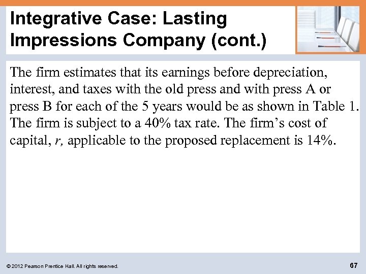 Integrative Case: Lasting Impressions Company (cont. ) The firm estimates that its earnings before