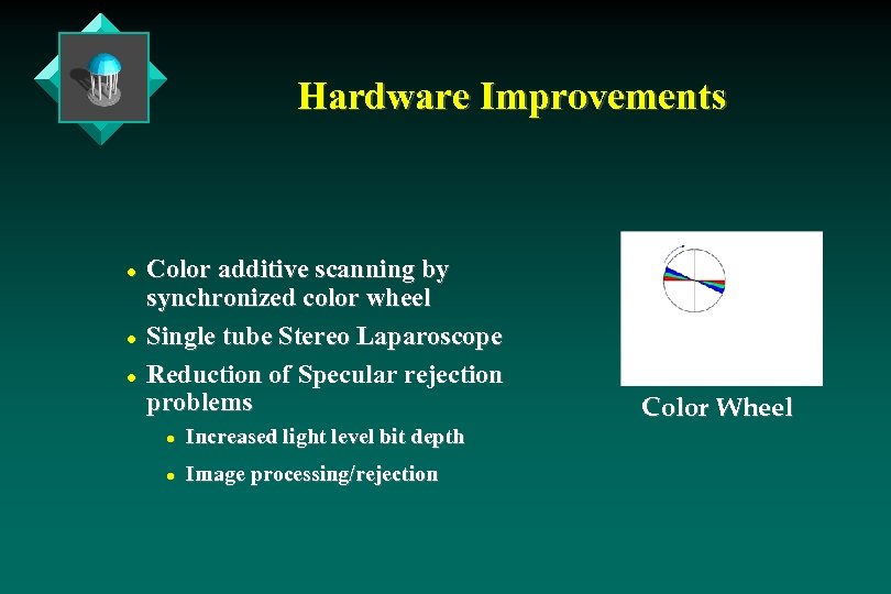 Hardware Improvements l l l Color additive scanning by synchronized color wheel Single tube