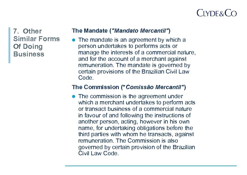 7. Other Similar Forms Of Doing Business The Mandate (