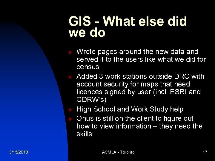 GIS - What else did we do n n 3/15/2018 Wrote pages around the