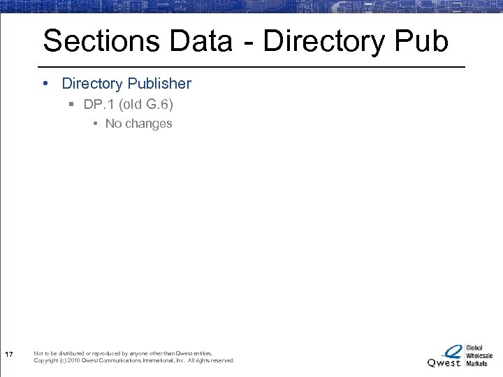 Sections Data - Directory Pub • Directory Publisher § DP. 1 (old G. 6)