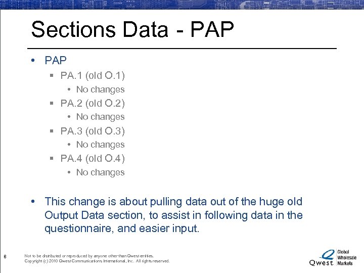 Sections Data - PAP • PAP § PA. 1 (old O. 1) • No