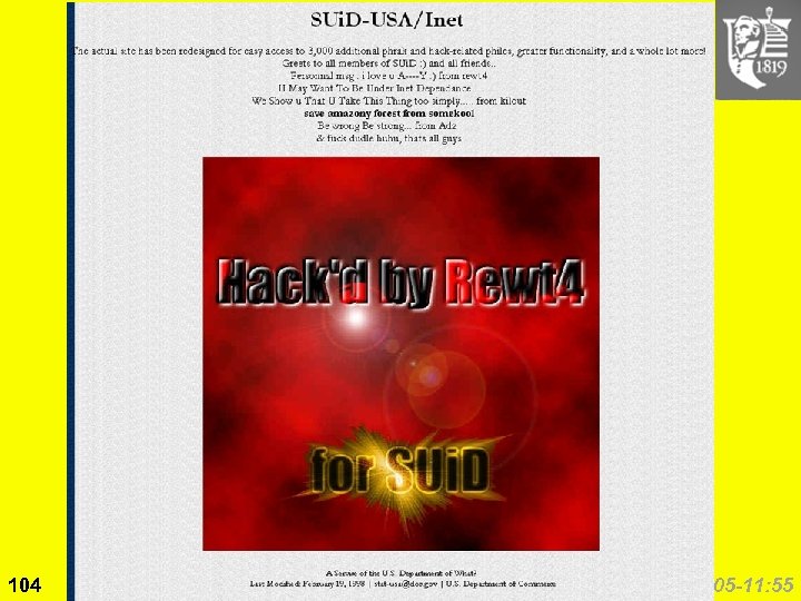 US Dept Commerce (1998. 02) 104 Copyright © 2005 M. E. Kabay. All rights