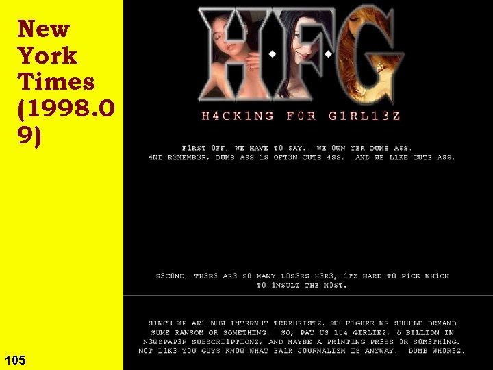 New York Times (1998. 0 9) 105 Copyright © 2005 M. E. Kabay. All
