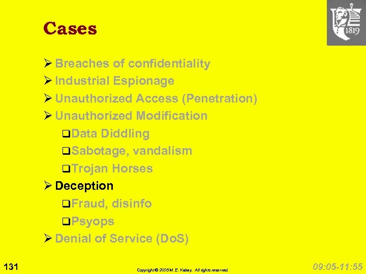Cases Ø Breaches of confidentiality Ø Industrial Espionage Ø Unauthorized Access (Penetration) Ø Unauthorized