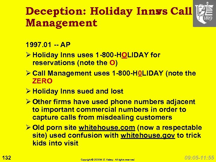 Deception: Holiday Inns Call vs Management 1997. 01 -- AP Ø Holiday Inns uses
