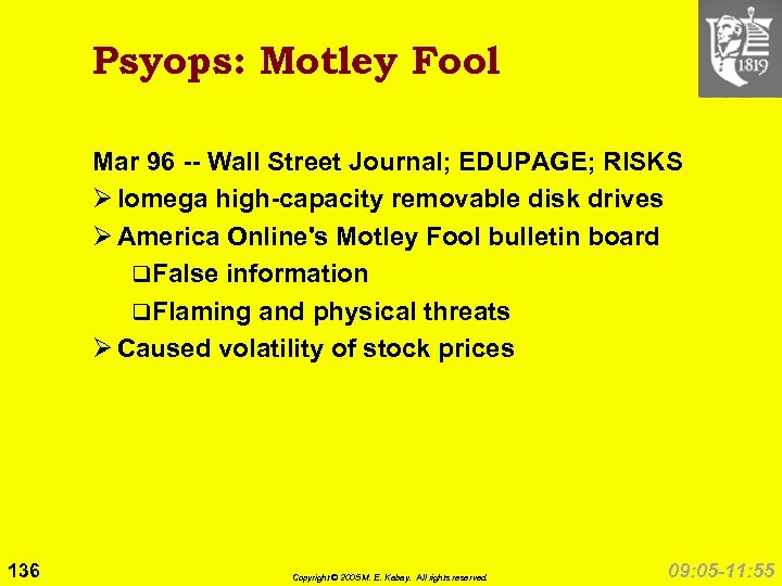Psyops: Motley Fool Mar 96 -- Wall Street Journal; EDUPAGE; RISKS Ø Iomega high-capacity