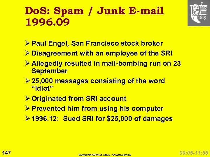 Do. S: Spam / Junk E-mail 1996. 09 Ø Paul Engel, San Francisco stock