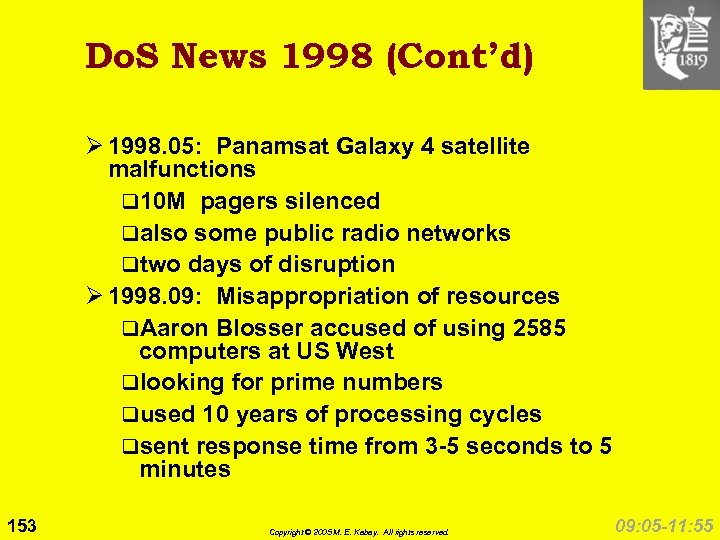 Do. S News 1998 (Cont’d) Ø 1998. 05: Panamsat Galaxy 4 satellite malfunctions q