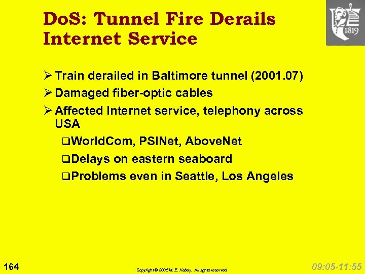 Do. S: Tunnel Fire Derails Internet Service Ø Train derailed in Baltimore tunnel (2001.