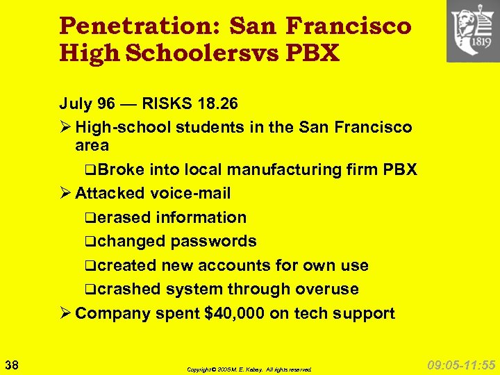 Penetration: San Francisco High Schoolersvs PBX July 96 — RISKS 18. 26 Ø High-school