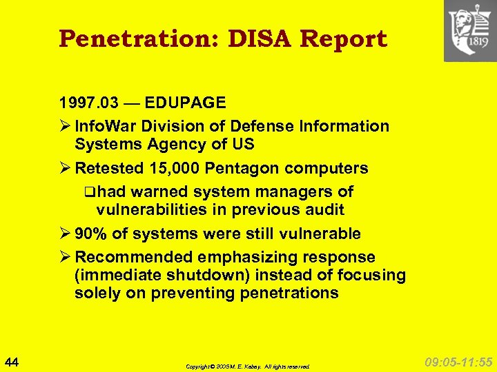 Penetration: DISA Report 1997. 03 — EDUPAGE Ø Info. War Division of Defense Information
