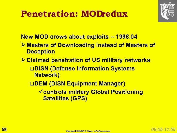 Penetration: MOD redux New MOD crows about exploits -- 1998. 04 Ø Masters of