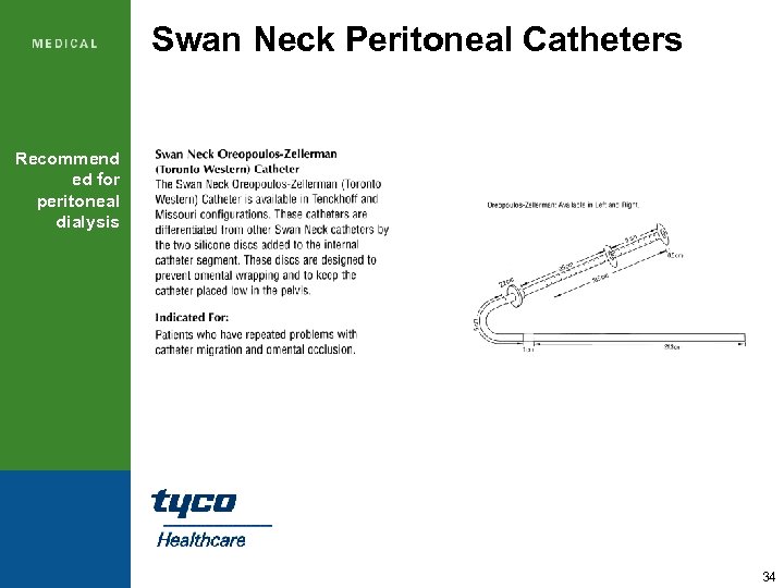 Swan Neck Peritoneal Catheters Recommend ed for peritoneal dialysis 34 