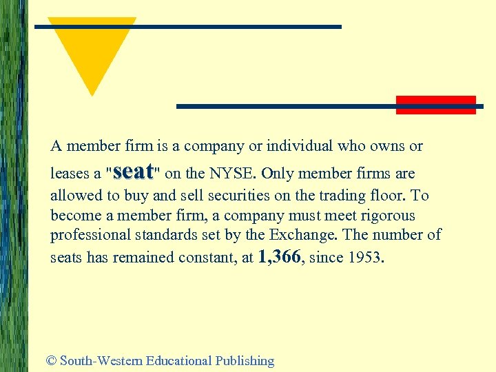 A member firm is a company or individual who owns or leases a "seat"