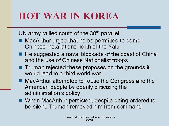HOT WAR IN KOREA UN army rallied south of the 38 th parallel n