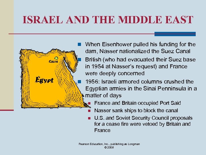 ISRAEL AND THE MIDDLE EAST n When Eisenhower pulled his funding for the dam,