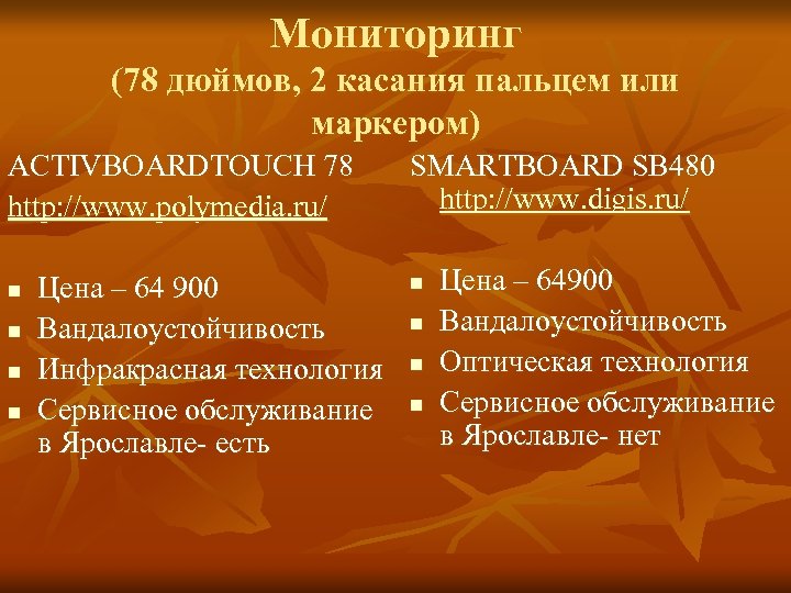 Мониторинг (78 дюймов, 2 касания пальцем или маркером) ACTIVBOARDTOUCH 78 http: //www. polymedia. ru/
