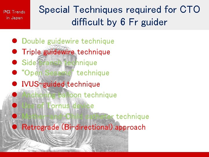 PCI Trends in Japan l l l l l Special Techniques required for CTO