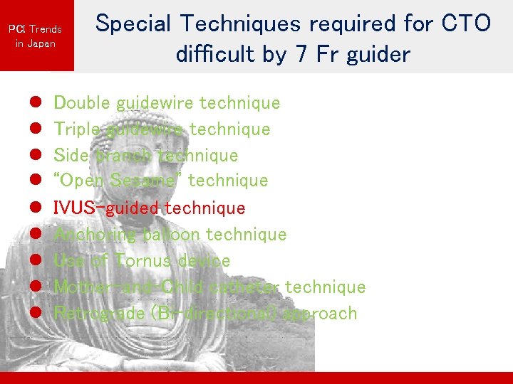 PCI Trends in Japan l l l l l Special Techniques required for CTO