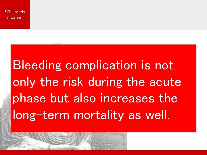 PCI Trends in Japan Bleeding complication is not only the risk during the acute