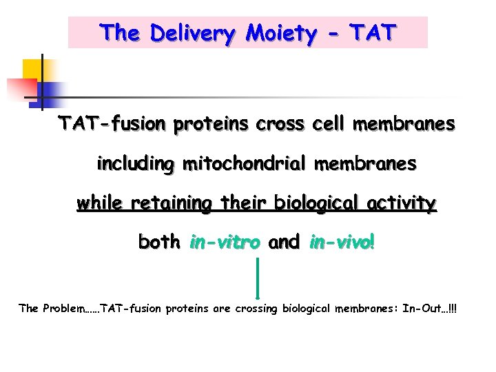 The Delivery Moiety - TAT-fusion proteins cross cell membranes including mitochondrial membranes while retaining