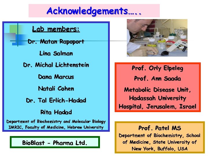 Acknowledgements…. . Lab members: Dr. Matan Rapoport Lina Salman Dr. Michal Lichtenstein Prof. Orly